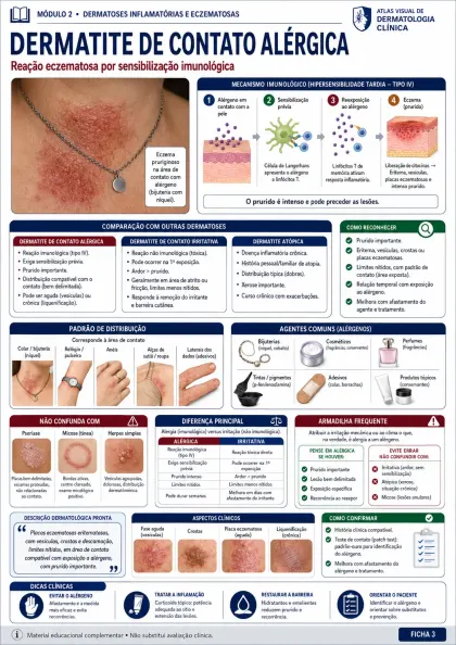 Ficha visual de dermatologia sobre dermatite de contato alérgica