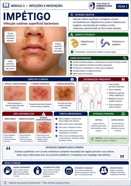 Ficha visual de dermatologia sobre impetigo