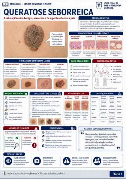 Ficha visual de dermatologia sobre queratose seborreica