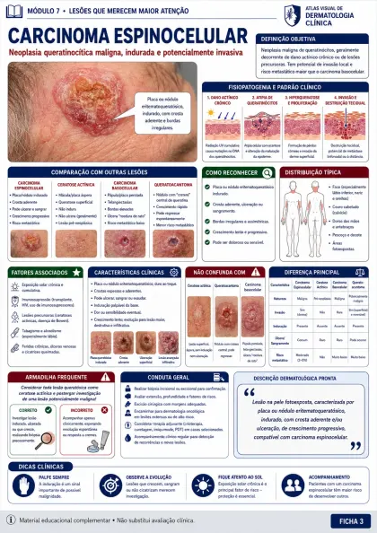 Ficha visual de dermatologia sobre carcinoma espinocelular